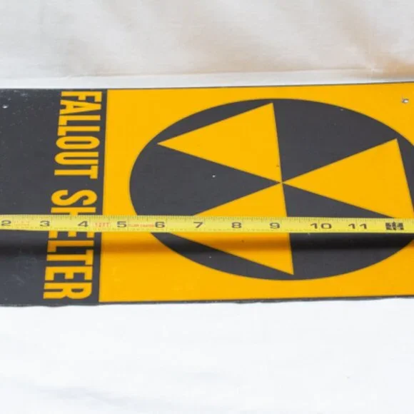 Authentic 1960s Civil Defense Nuclear Radiation Fallout Shelter Warning Sign 14